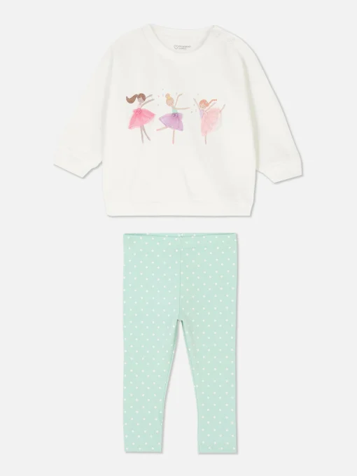 Ballerina Sweatshirt And Polka Dot Leggings Set