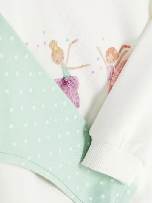 Ballerina Sweatshirt And Polka Dot Leggings Set