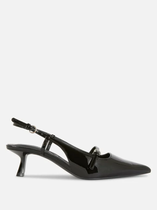 Buckled Patent Kitten Heels