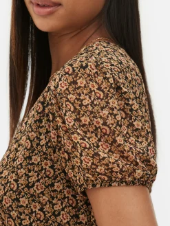Chiffon Puff Sleeve Mini Dress