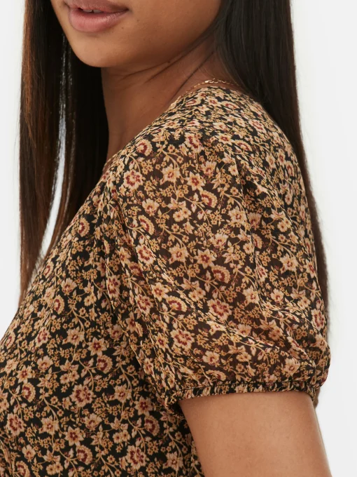 Chiffon Puff Sleeve Mini Dress