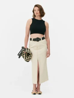 Crew Neck Ribbed Cropped Tank