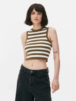 Crew Neck Ribbed Cropped Tank