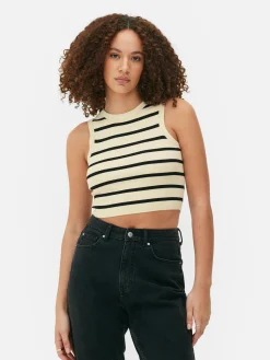 Crew Neck Ribbed Cropped Tank