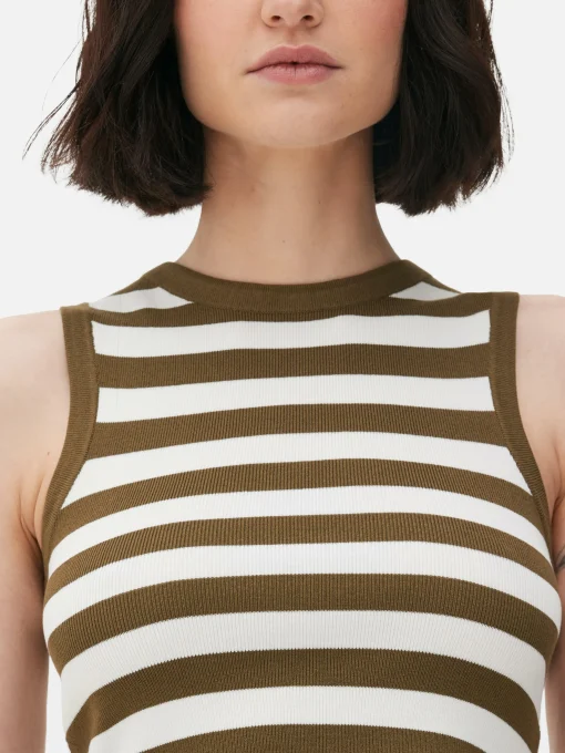 Crew Neck Ribbed Cropped Tank