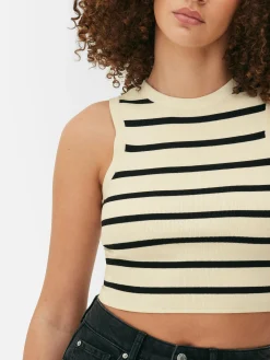 Crew Neck Ribbed Cropped Tank