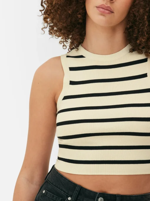 Crew Neck Ribbed Cropped Tank