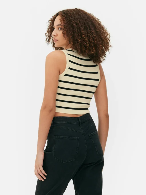 Crew Neck Ribbed Cropped Tank