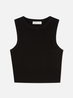 Crew Neck Ribbed Cropped Tank