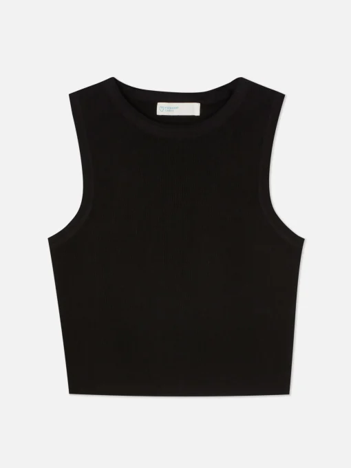 Crew Neck Ribbed Cropped Tank