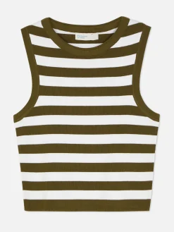 Crew Neck Ribbed Cropped Tank