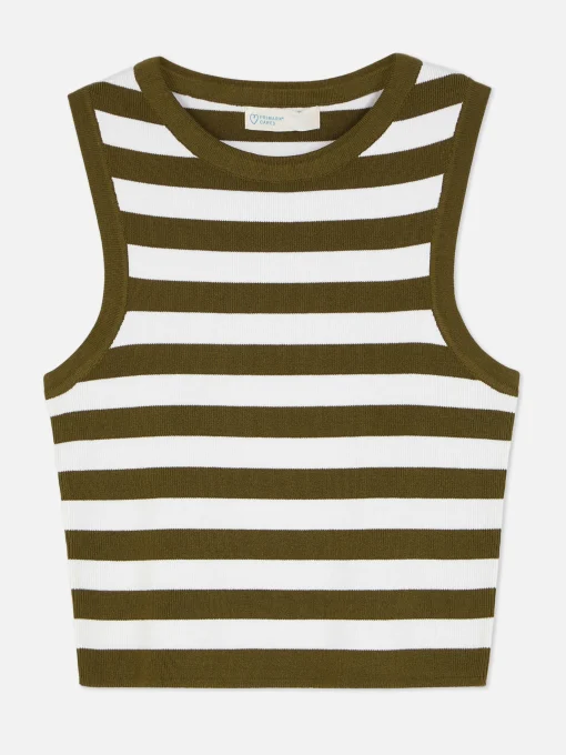 Crew Neck Ribbed Cropped Tank