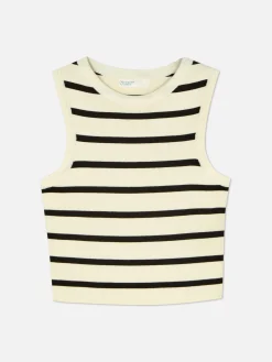 Crew Neck Ribbed Cropped Tank