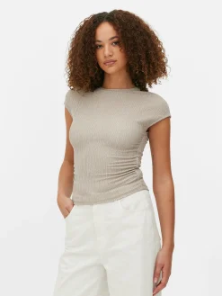 Crinkle Texture Ruched T-Shirt