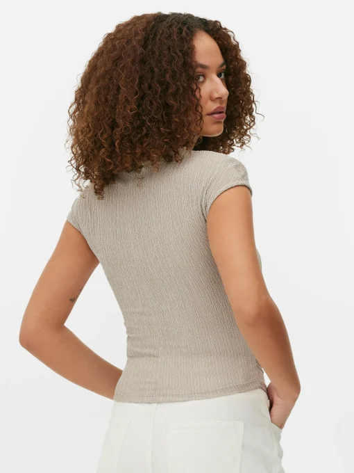 Crinkle Texture Ruched T-Shirt