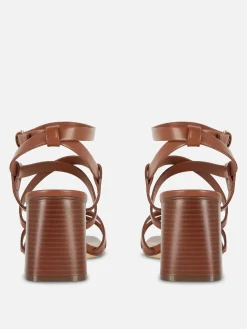 Cross Strap Block Heel Sandals