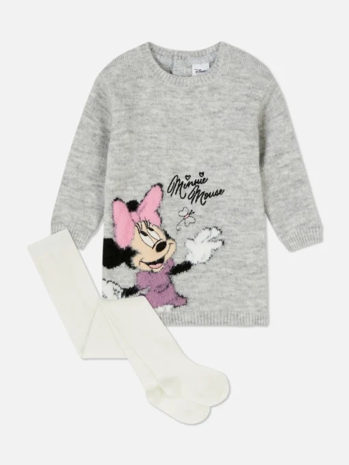 Disney’s Minnie Mouse Knit Dress And Tights Set