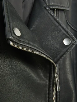 Distressed Faux Leather Biker Jacket