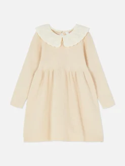 Embroidered Collar Knit Dress