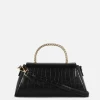 Faux Croc Metal Handle Crossbody Bag