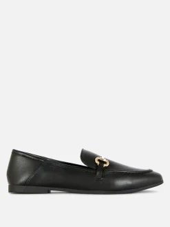 Faux Leather Buckle Loafers