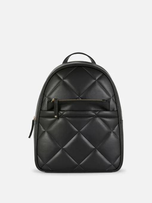 Faux Leather Quilted Backpack