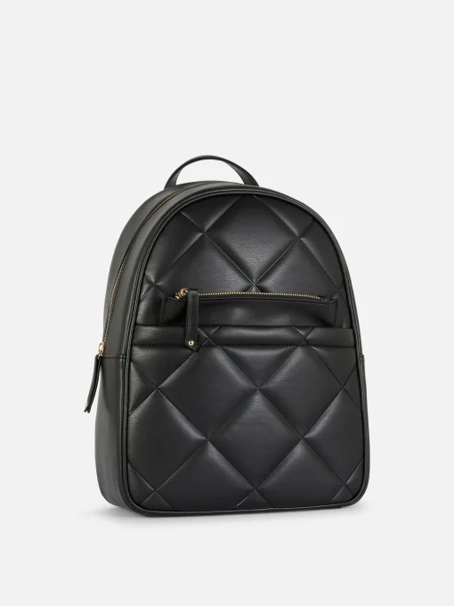 Faux Leather Quilted Backpack