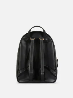 Faux Leather Quilted Backpack