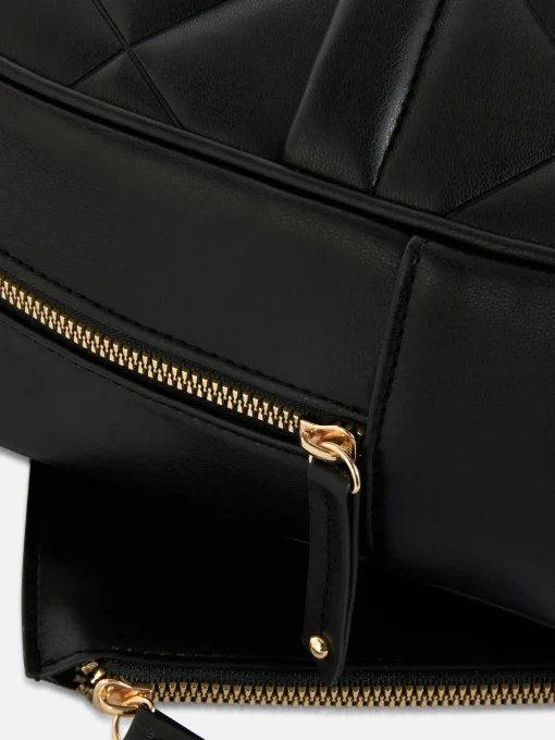 Faux Leather Quilted Backpack