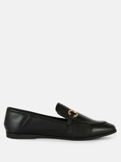 Faux Leather Snaffle Loafers