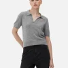 Fine Knit Collared Short Sleeve Top