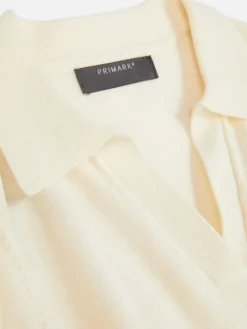 Fine Knit Collared Short Sleeve Top