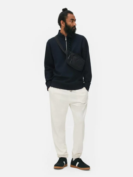 Geometric Textured Quarter-Zip Sweatshirt