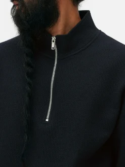 Geometric Textured Quarter-Zip Sweatshirt