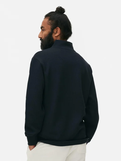 Geometric Textured Quarter-Zip Sweatshirt