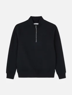 Geometric Textured Quarter-Zip Sweatshirt