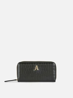 Initial Mock Croc Zip-Around Purse