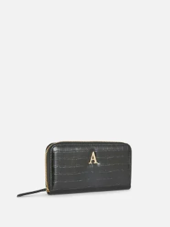 Initial Mock Croc Zip-Around Purse