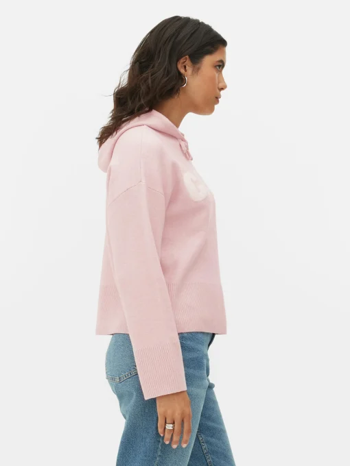 Knitted Pullover Slogan Hoodie