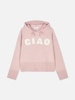 Knitted Pullover Slogan Hoodie