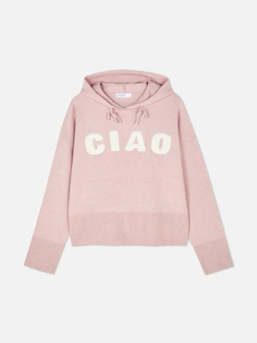 Knitted Pullover Slogan Hoodie