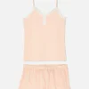 Lace Trim Pajama Cami And Shorts Set