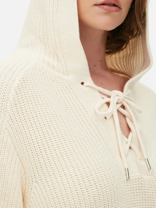 Laced Front Hooded Sweater