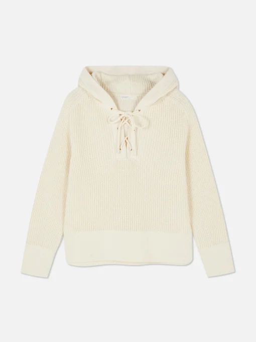 Laced Front Hooded Sweater