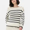 Laced Shoulder Striped Sweater