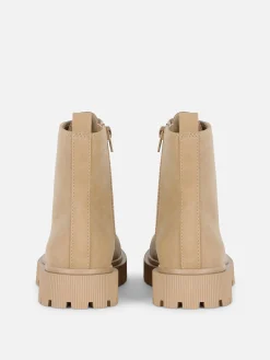 Lace-Up Faux Suede Boots