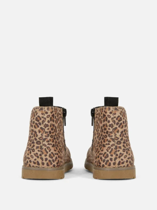 Leopard Zip Ankle Boots