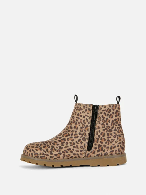 Leopard Zip Ankle Boots