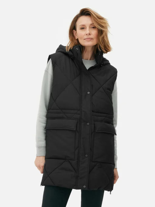 Long Hooded Puffer Vest