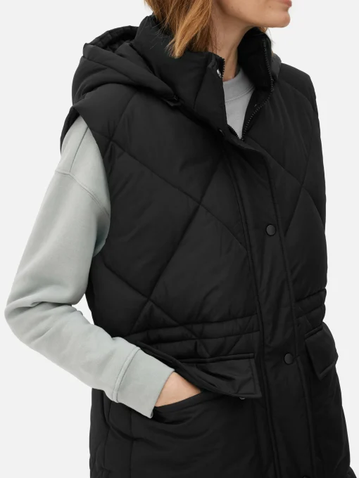 Long Hooded Puffer Vest